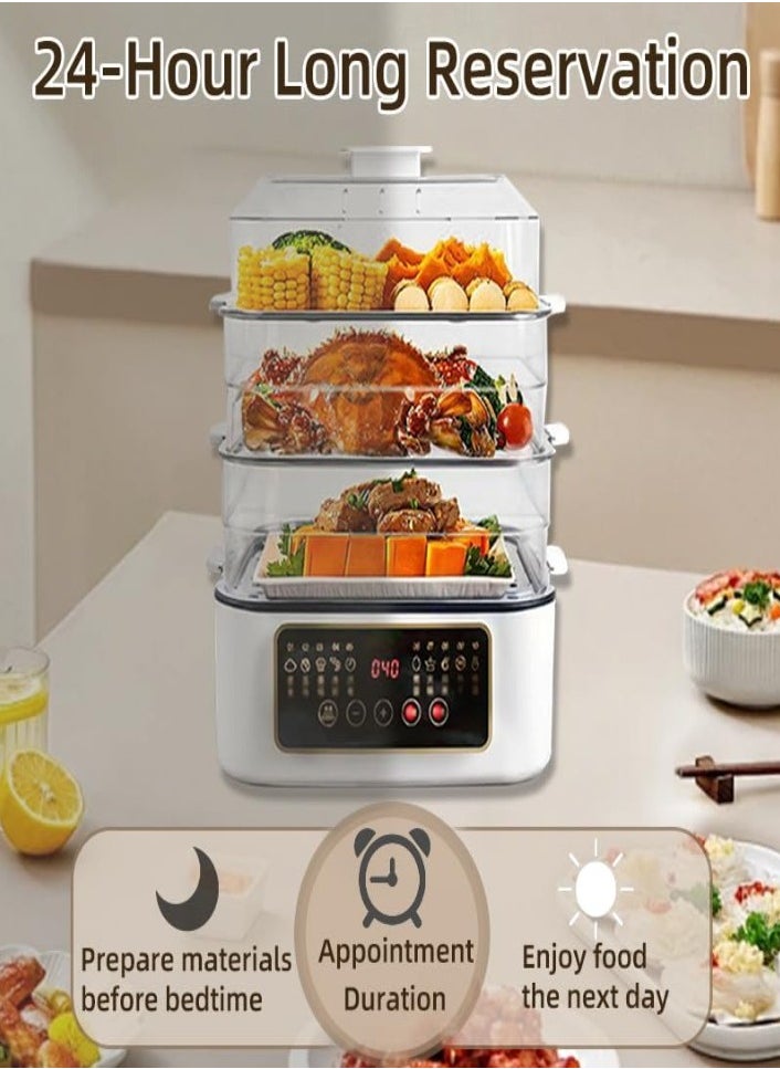 XVersion - Electric Food Steamer 32L with 3 Baskets, 24-Hour Delay Timer, 8 Preset Modes & Keep Warm Function - Image 1