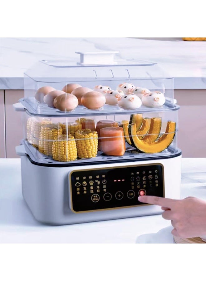 XVersion Electric Food Steamer 32L with 3 Baskets, 24-Hour Delay Timer, 8 Preset Modes & Keep Warm Function - Image 2