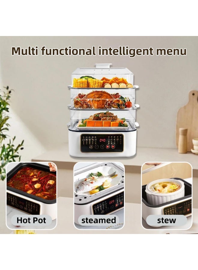 XVersion Electric Food Steamer 32L with 3 Baskets, 24-Hour Delay Timer, 8 Preset Modes & Keep Warm Function - Image 5