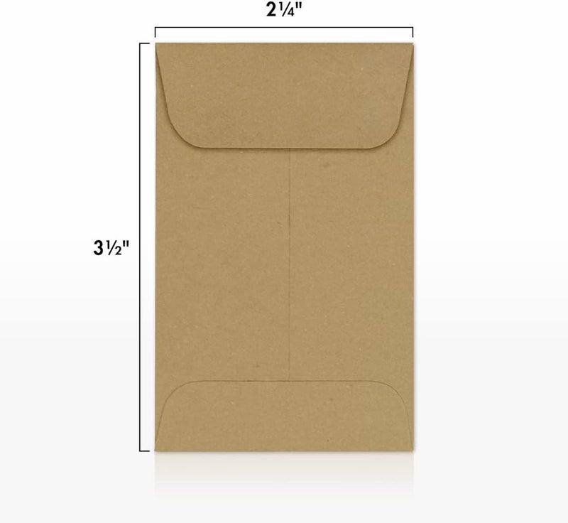 Envelopes.com LUXPaper #1 Coin Envelopes | 2 1/4" x 3 1/2" | Grocery Bag Brown | 70lb. Text | 1,000 Qty - Image 2