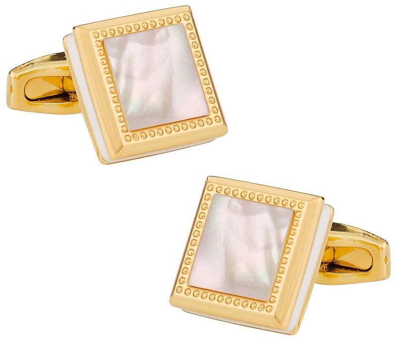 Cuff-Daddy Gold Mother of Pearl Square Cufflinks with Presentation Box - Image 1