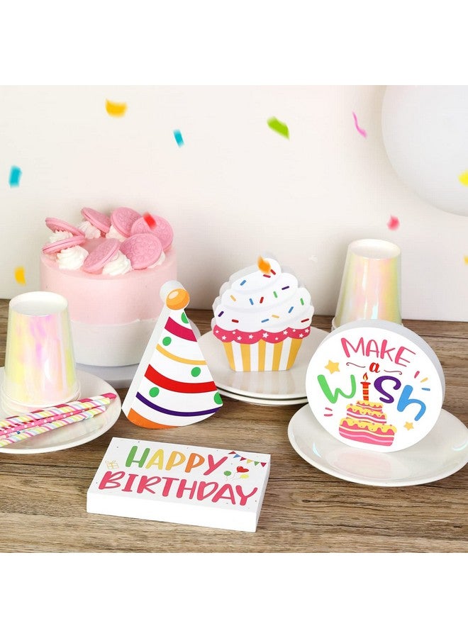 Huray Rayho Birthday Tiered Tray Decor Celebration Wooden Sign Colorful Birthday Party Supplies Make Wish Freestanding Cake Hat Block Bundle Bookshelf Happy Bday Table Decorations Gift for Her - Image 5