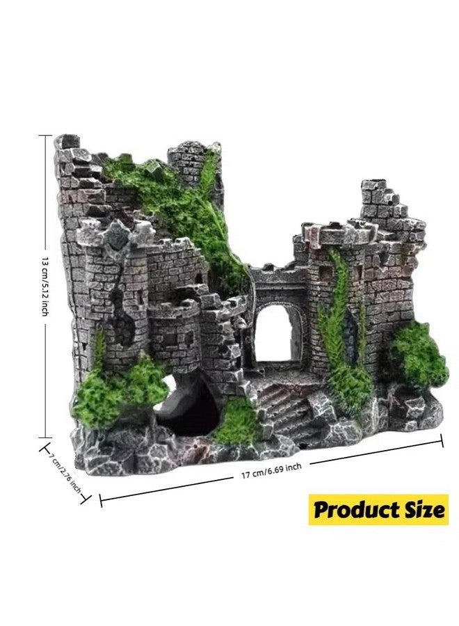 Generic Aquarium Resin Castle Decoration, Fish Tank Castle Decoration with Hideout & Swim-Through Tunnels, Resin Castle for Betta,Turtle,Shrimp & Small Fish, Ideal Hideouts Stone Cave Hide House  - Image 2