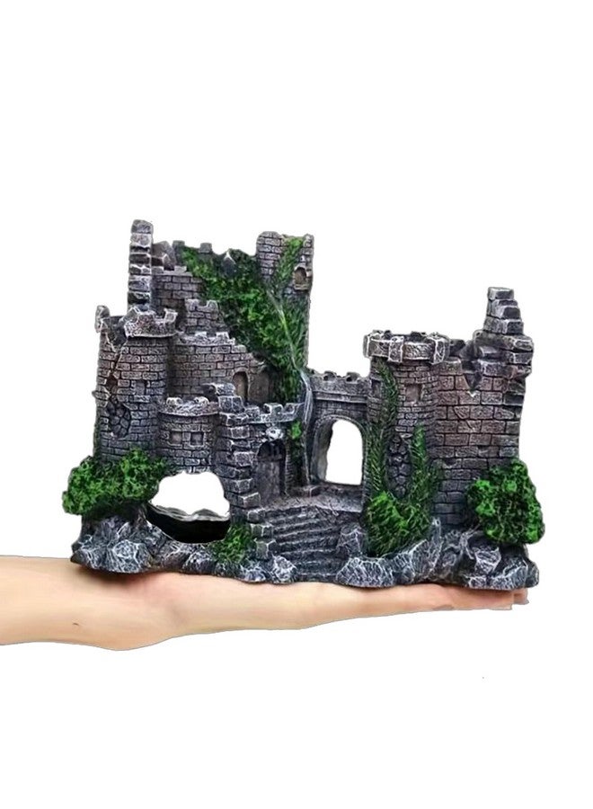Generic Aquarium Resin Castle Decoration, Fish Tank Castle Decoration with Hideout & Swim-Through Tunnels, Resin Castle for Betta,Turtle,Shrimp & Small Fish, Ideal Hideouts Stone Cave Hide House  - Image 1
