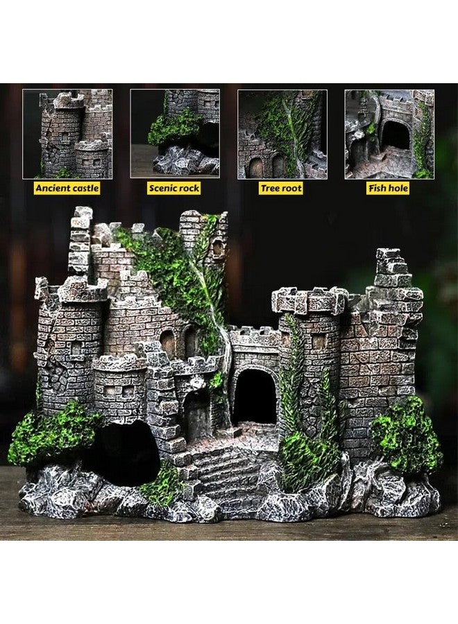 Generic Aquarium Resin Castle Decoration, Fish Tank Castle Decoration with Hideout & Swim-Through Tunnels, Resin Castle for Betta,Turtle,Shrimp & Small Fish, Ideal Hideouts Stone Cave Hide House  - Image 5