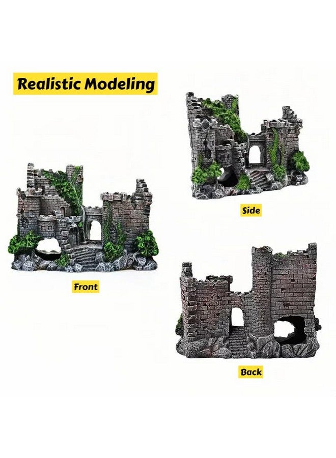 Generic Aquarium Resin Castle Decoration, Fish Tank Castle Decoration with Hideout & Swim-Through Tunnels, Resin Castle for Betta,Turtle,Shrimp & Small Fish, Ideal Hideouts Stone Cave Hide House  - Image 3