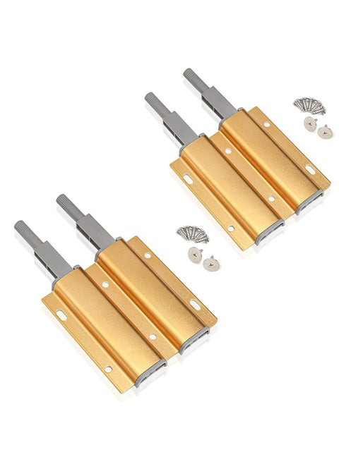 Cabinet Door Bouncer, 2 Piece Magnetic Heavy Duty Push-open Latch Press-free Pull Handle Wardrobe Invisible Automatic Rebound Switch Drawer Lock Release Hardware ( Gold )