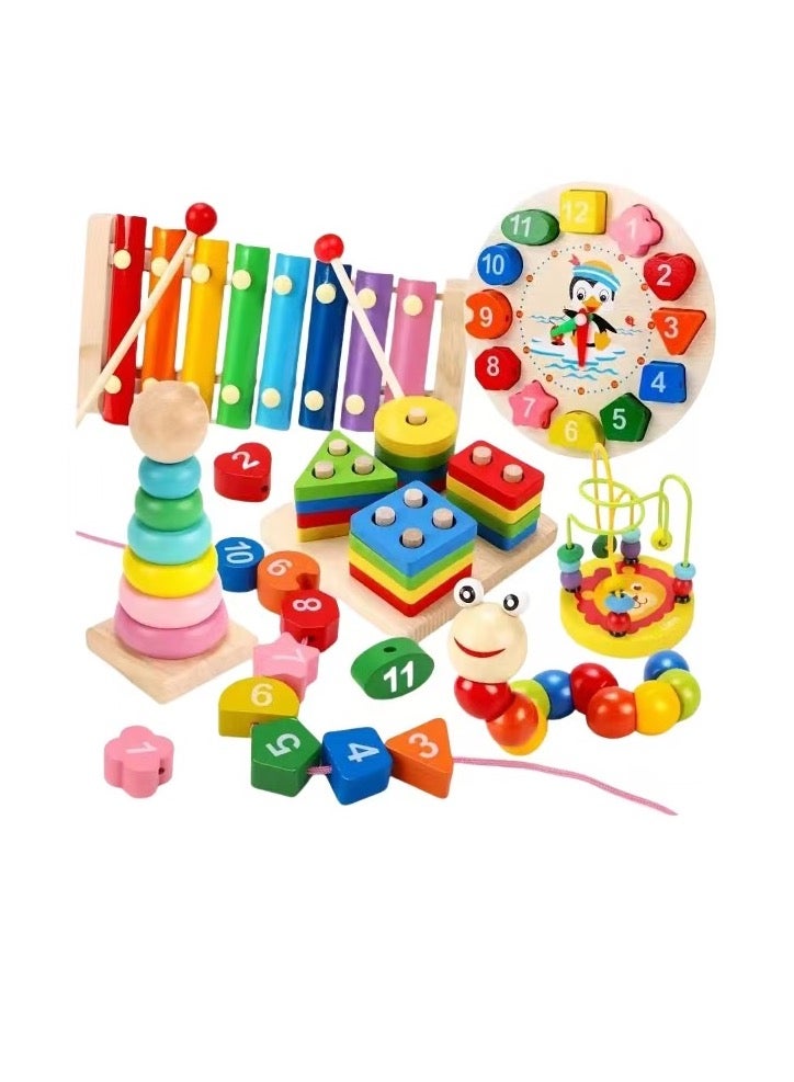 Montessori Toys for 3 Year Old Boys Girls, 6PCS Kids Wooden Toys, Baby Boy Toys 3-6 Year Old, Preschool Educational Learning Toy for Kids Ages 3 4 5 6+, Birthday Gifts  - Image 1