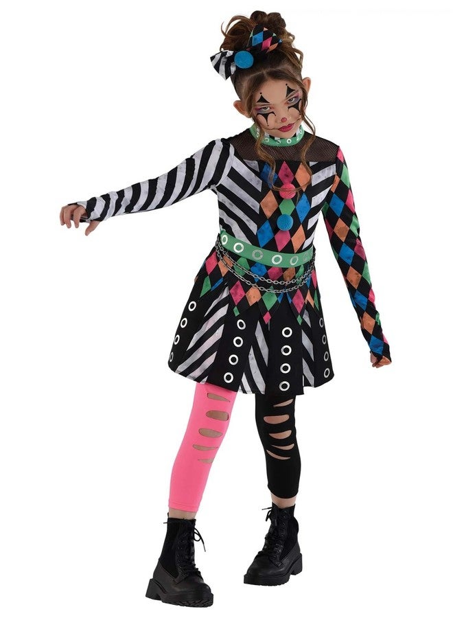 Fun Costumes Girls Carnival Terror Costume | Kids Evil Circus Dress, Leggings and Headband for Halloween Creepy Clown Outfit Medium - Image 2