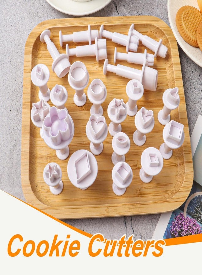 HAPY SHOP 24 Pcs Cookie Cutters, Plunger Cutter Cake Decorating Supplies Fondant Cake Cookie Mini Plastic Biscuit Plunger Fondant Decorating Molds - Image 4
