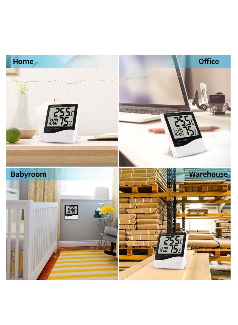 Digital Thermometer Hygrometer Alarm Clock Lcd Dual Temperature Indoor Outdoor - Image 5