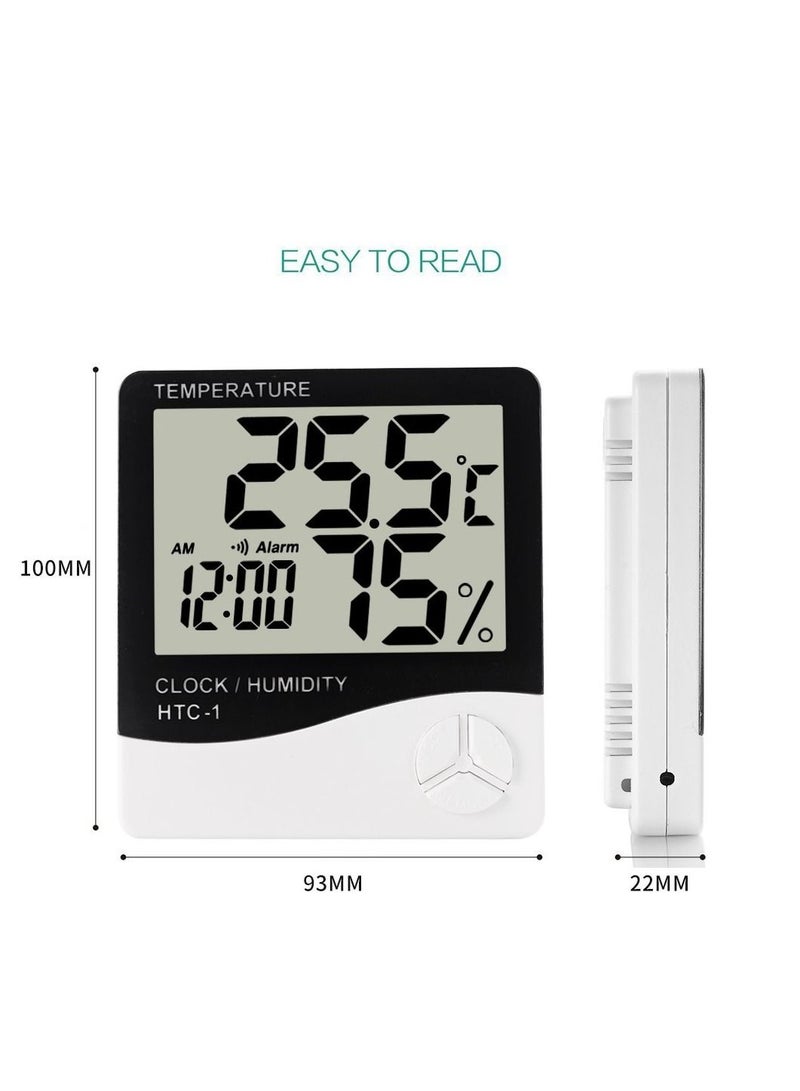 Digital Thermometer Hygrometer Alarm Clock Lcd Dual Temperature Indoor Outdoor - Image 3