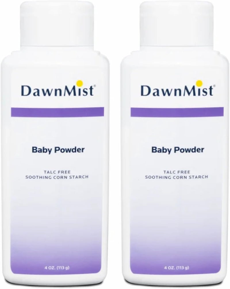 DawnMist Dukal DawnMist Baby Powder  Cornstarch Formula 4 oz  Pack of 2  Gentle Softening Powder for Babies Adults and Daily Use - Image 1