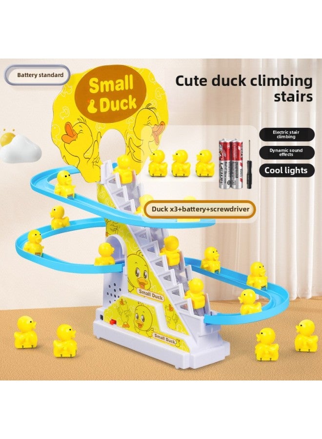 Internet-famous Little Duck Climbing The Stairs On The Track Car Baby One Year Old Slide 4 Electric 2 Children Boy Toy-Colour:[3 Ducks] Cute Ducks Climbing Stairs [battery Version] 1 Sound Effect  - Image 1