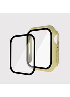 Suitable For Iwatch9 Watch Protective Shell PC Hard Shell Tempered Film Integrated Protective Cover 8/7/6 For Apple Watch Case-Color:Yellow-Exterior Dimension:45mm(7 Generations With Keys)
