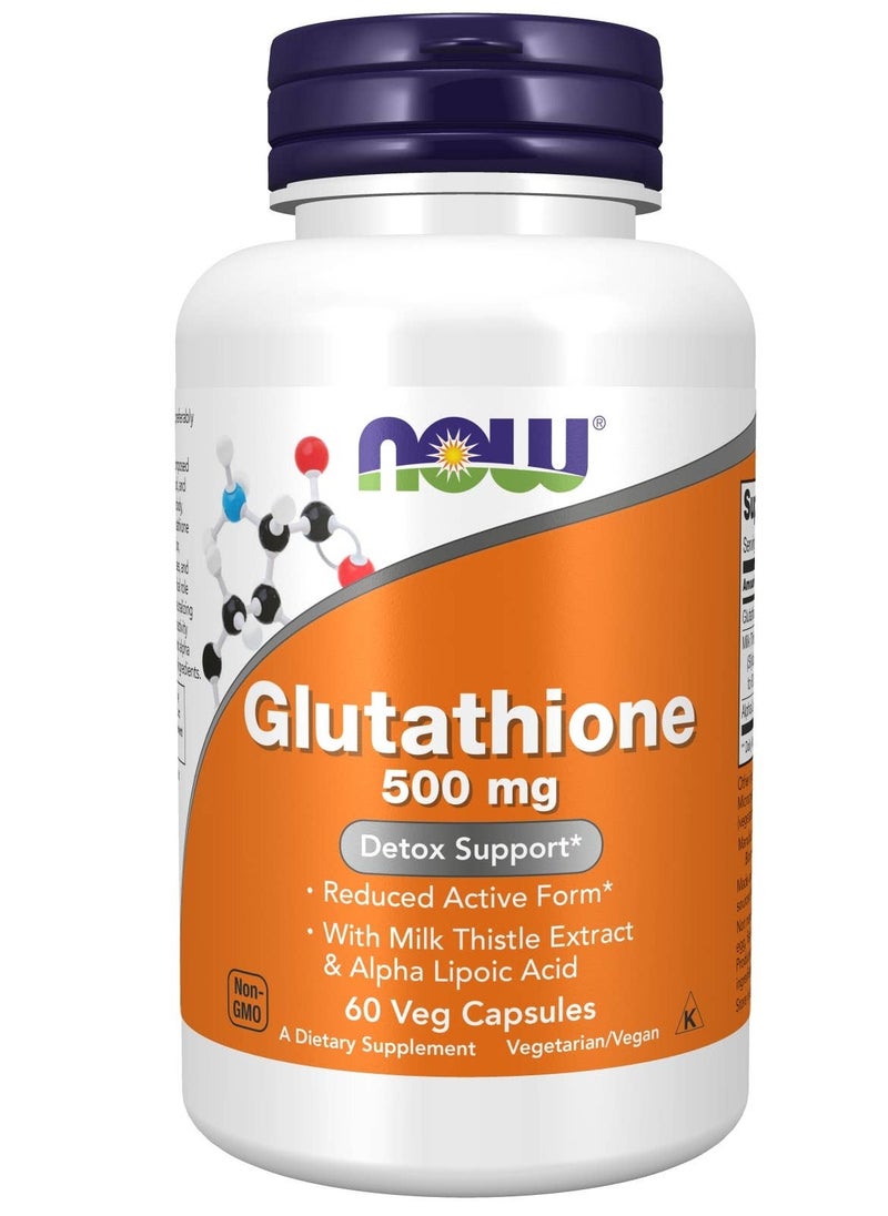 now Glutathione 500mg Detox Support with Milk Thistle Extract and Alpha Lipoic Acid 60 Capsule 