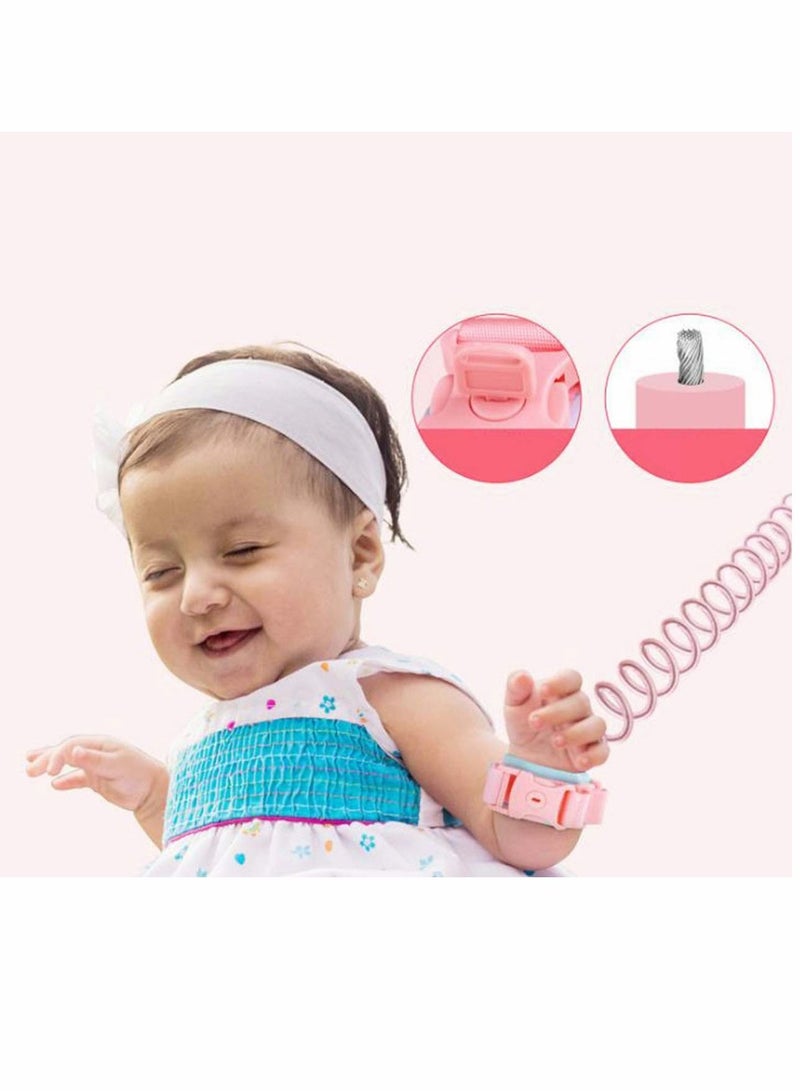 KASTWAVE Anti Lost Safety Wrist Link Belt, Children Harness Belt Safety Adjustable Baby Toddler Reins 360° Rotate Elastic Wire (Pink, 2.5M) - Image 2