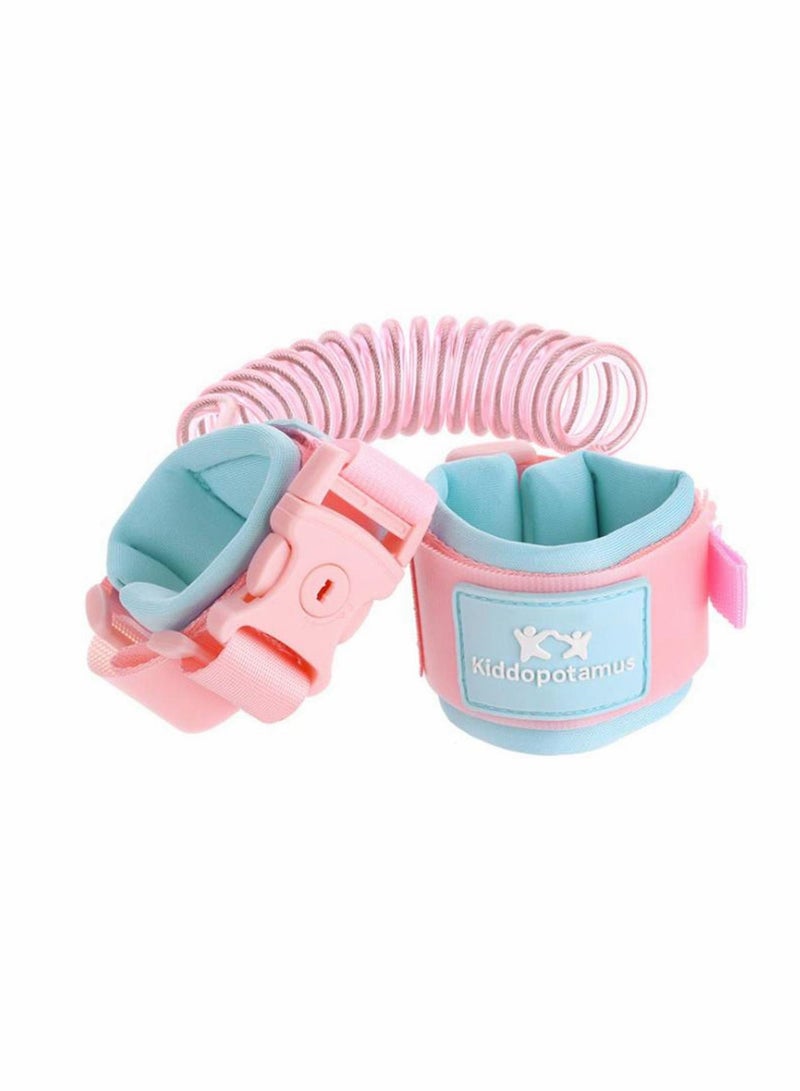 KASTWAVE Anti Lost Safety Wrist Link Belt, Children Harness Belt Safety Adjustable Baby Toddler Reins 360° Rotate Elastic Wire (Pink, 2.5M) - Image 1