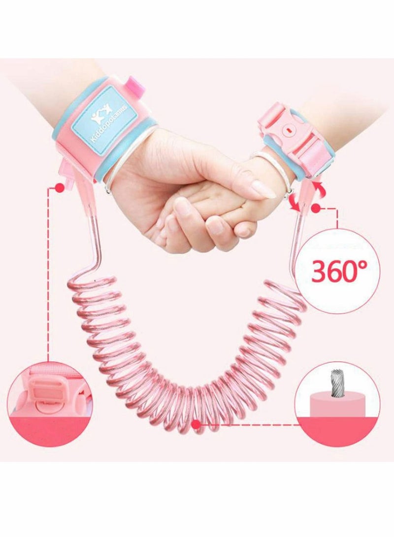 KASTWAVE Anti Lost Safety Wrist Link Belt, Children Harness Belt Safety Adjustable Baby Toddler Reins 360° Rotate Elastic Wire (Pink, 2.5M) - Image 4