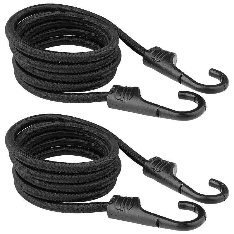 ZHOUBIN 60 Inch Black Bungee Cords with Hooks Heavy Duty 2 Pack