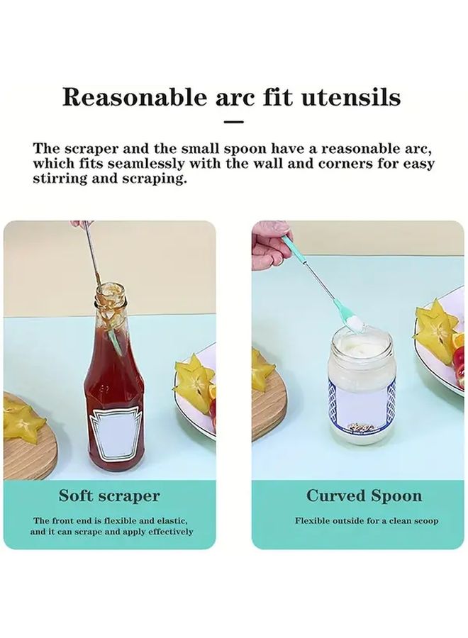 Green 3 In 1 Mini Silicone Telescopic Spatula Set For Kitchen Baking And Makeup Bottle Scraper - Image 4