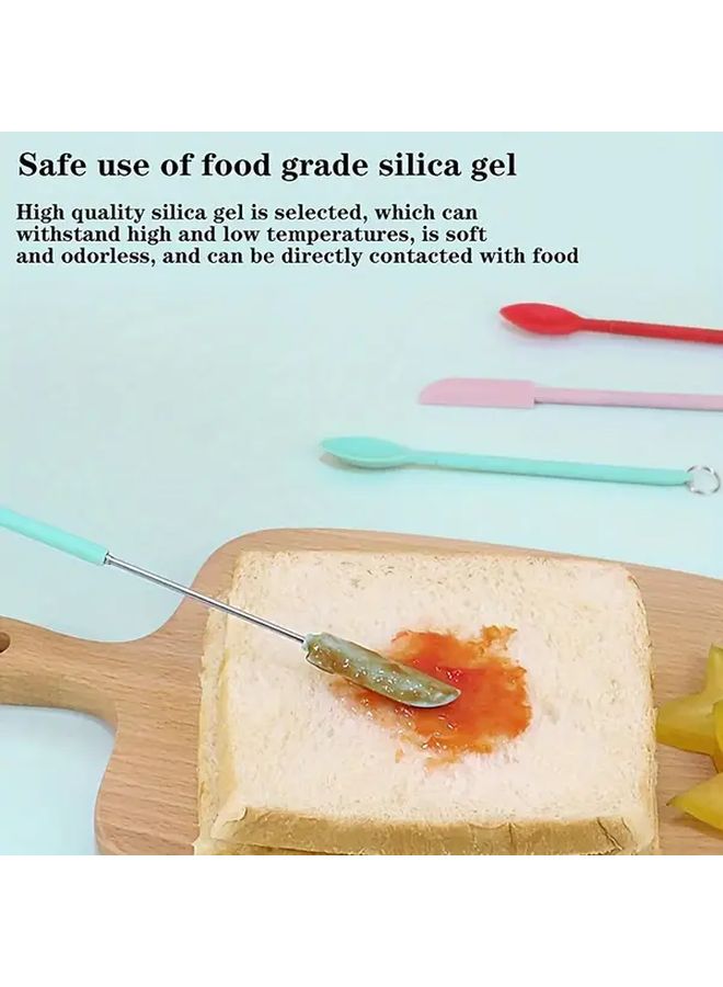 Green 3 In 1 Mini Silicone Telescopic Spatula Set For Kitchen Baking And Makeup Bottle Scraper - Image 5