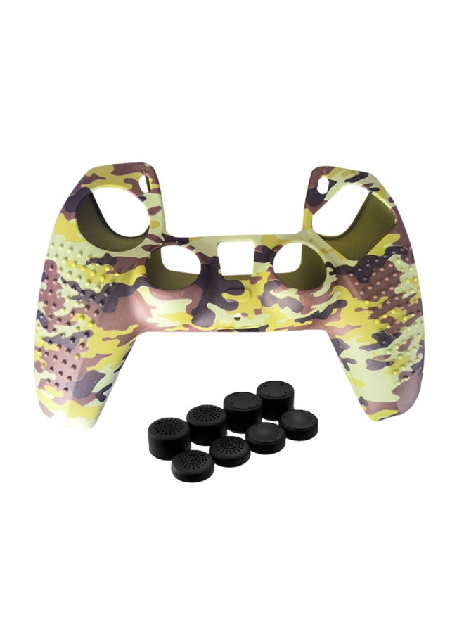 PS5 Handle Cover Gamepad Skin Accessories PS5 Silicone Protective Cover Camouflage Granular Handle Cover-Product Color:No. 10 Color +8 Rocker Caps  - Image 1