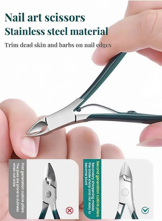 Jamal 18-Piece Pedicure Kit Manicure Tools Nail Clipper Set With Green Travel Case For Home, Workplace, Gift, Beauty Salon - Image 3