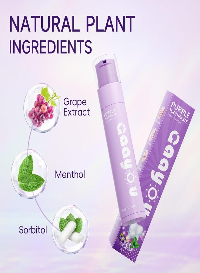 Gaayou Color Corrector Purple Toothpaste - Purple Toothpaste for Teeth Whitening Grape & Mint Flavor for Tooth Stain Removal (Pack of 2) - Image 4