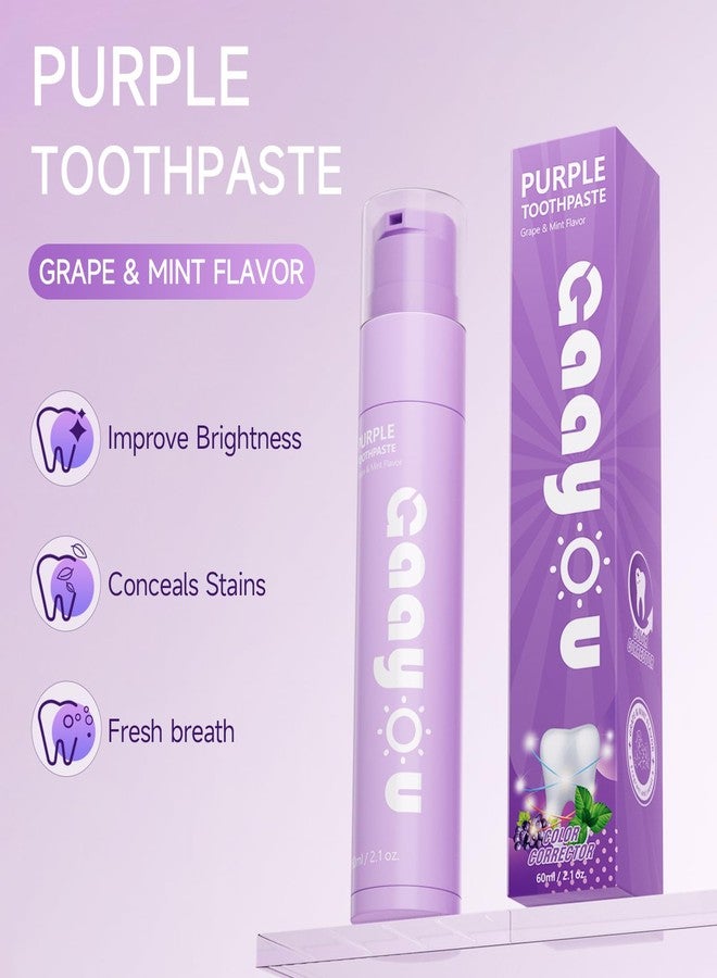 Gaayou Color Corrector Purple Toothpaste - Purple Toothpaste for Teeth Whitening Grape & Mint Flavor for Tooth Stain Removal (Pack of 2) - Image 2