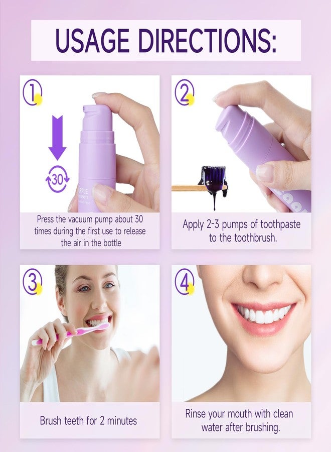 Gaayou Color Corrector Purple Toothpaste - Purple Toothpaste for Teeth Whitening Grape & Mint Flavor for Tooth Stain Removal (Pack of 2) - Image 5