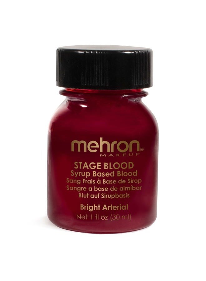 mehron Makeup Stage Blood | Realistic Fake Blood For Halloween | Stage Blood Makeup| Washable Fake Blood for Special FX, Stage & Screen, Halloween, & Cosplay (1oz.) (Bright Arterial) - Image 1