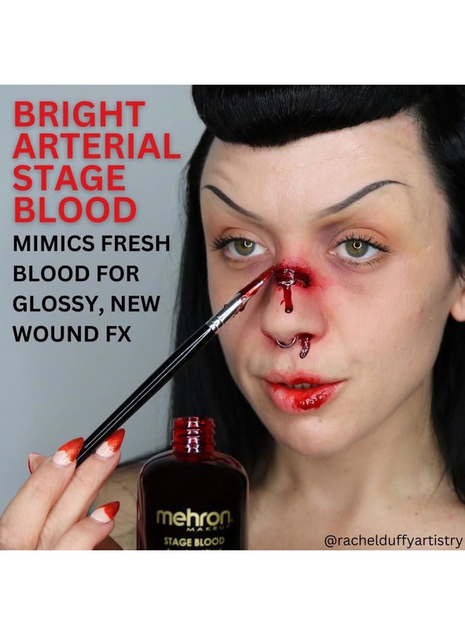 mehron Makeup Stage Blood | Realistic Fake Blood For Halloween | Stage Blood Makeup| Washable Fake Blood for Special FX, Stage & Screen, Halloween, & Cosplay (1oz.) (Bright Arterial) - Image 4