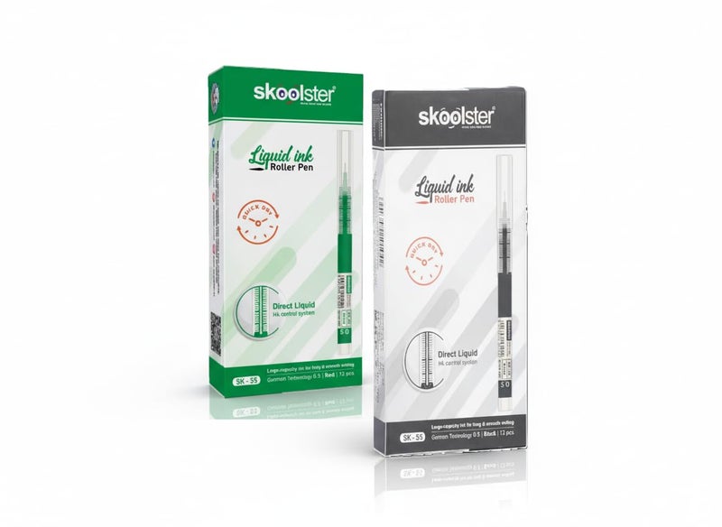 Skoolster Liquid Ink Roller Pen 0.5mm, Pack of 24, Smooth Quick-Dry Writing Pens for Office, School, Professionals & Exams (Green+Black) - Image 1