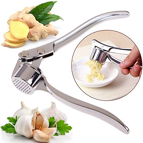 OANGO Stainless Steel Kitchen Garlic Presser Crusher Press Peeler Dough Press Squeeze Ginger Ginger Crusher Stainless Steel - Image 3