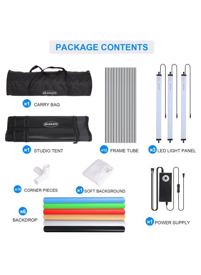 ZKEEZM Photo Studio Light Box Photography 32"x32" with 210 LEDs and 6 Colors Backdrops for Product Photography, Foldable Picture Box with Adjustable Brightness 6000-6500K - Image 5
