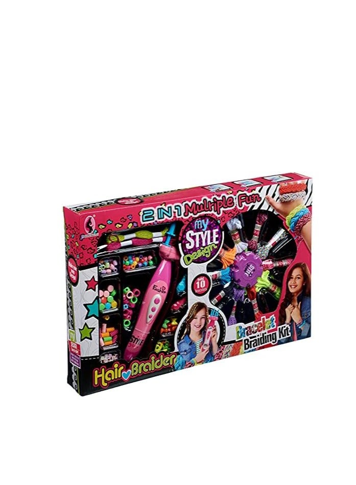 2-in-1 Hair and Bracelet Braider Machine Toy with Hair Accessories for Girls - Image 1
