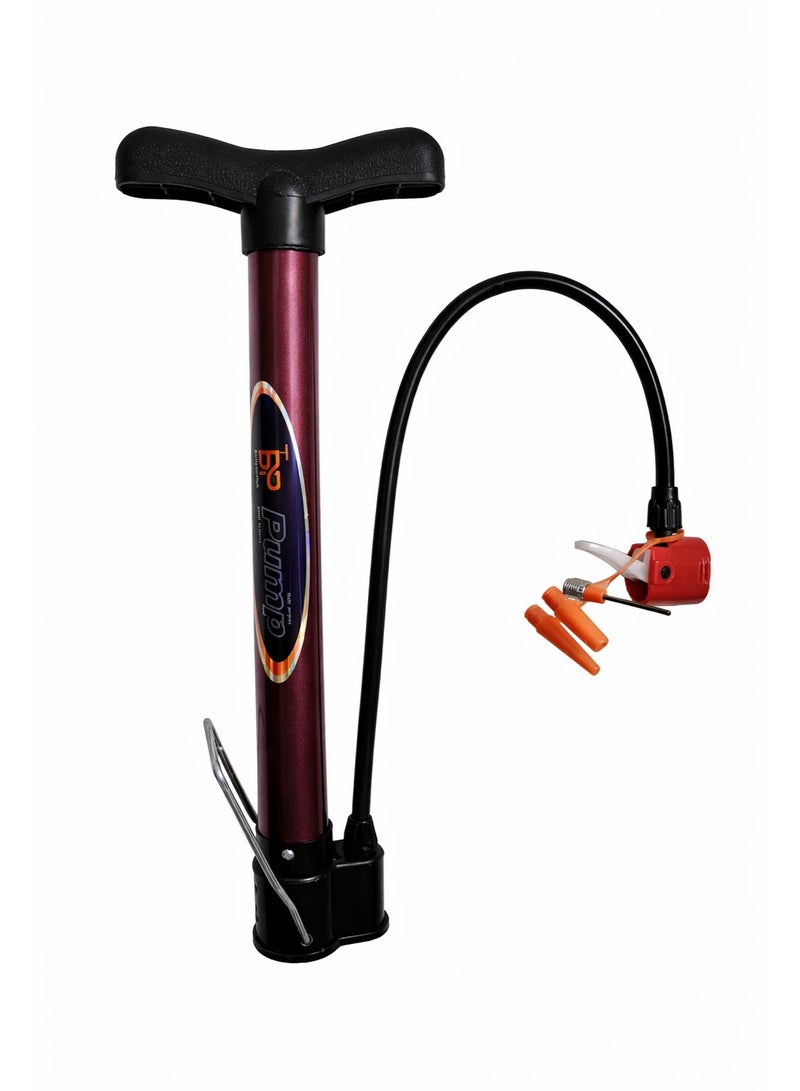 wncon Multifunctional Hand Air Pump with Needle & Nozzles – Portable Bicycle, Ball & Inflatable Pump – Manual High Pressure Air Pump with Flexible Hose - Image 1