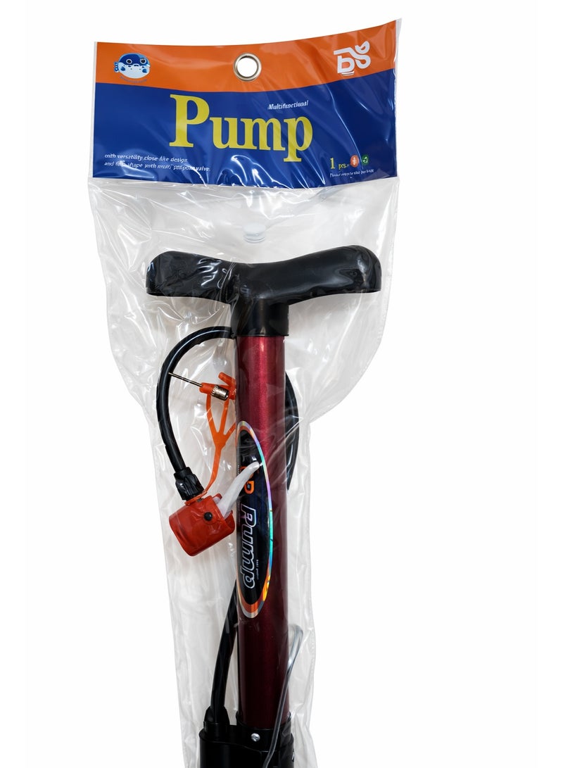 wncon Multifunctional Hand Air Pump with Needle & Nozzles – Portable Bicycle, Ball & Inflatable Pump – Manual High Pressure Air Pump with Flexible Hose - Image 2