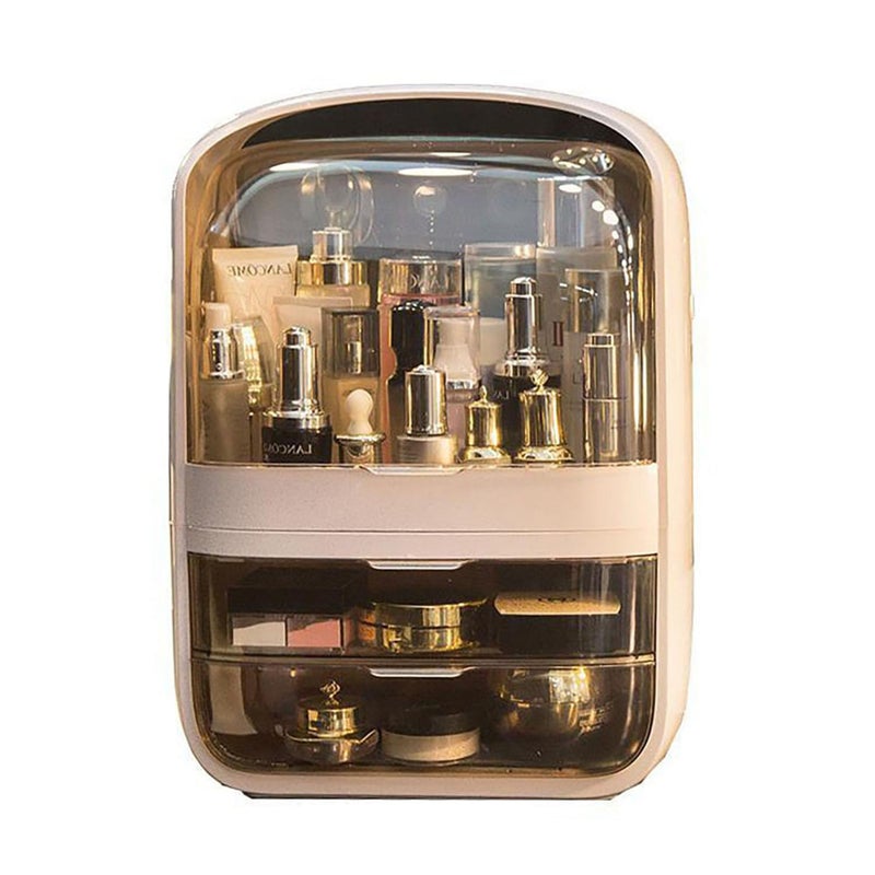 SIBY Acrylic Cosmetic Display Organizer | Dustproof Cosmetic Storage Box for Women | Bathroom Countertop Makeup Organizer with 2 Drawer | Makeup Display Case with Transparent Cover(Pink) - Image 1