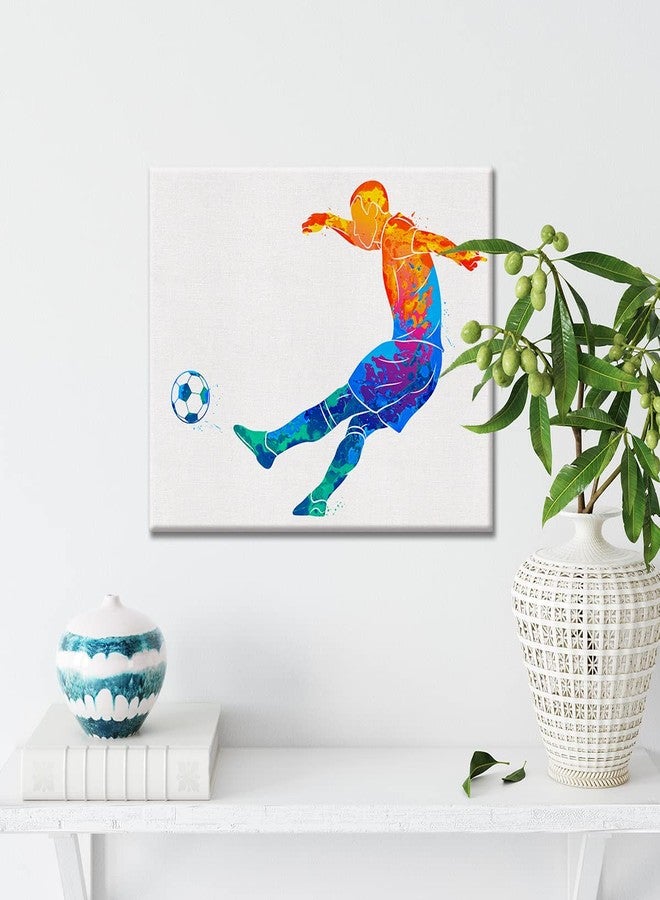 Nvhai Soccer Player Man Watercolor Wall Soccer Boy Canvas Painting Prints for Home Wall Decor Framed Football Sports Artwork Nursery Gifts(12x15) - Image 3