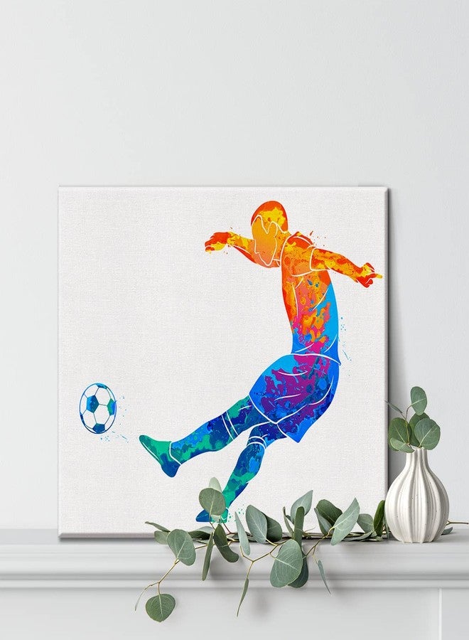 Nvhai Soccer Player Man Watercolor Wall Soccer Boy Canvas Painting Prints for Home Wall Decor Framed Football Sports Artwork Nursery Gifts(12x15) - Image 5