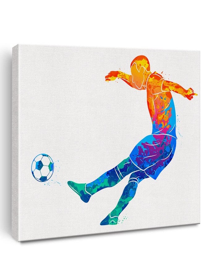 Nvhai Soccer Player Man Watercolor Wall Soccer Boy Canvas Painting Prints for Home Wall Decor Framed Football Sports Artwork Nursery Gifts(12x15) - Image 1
