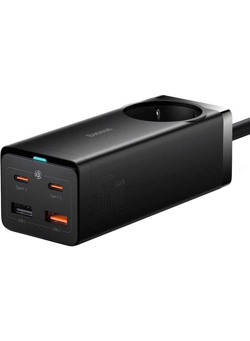 Baseus GaN3 Pro Desktop Powerstrip AC+2U+2C 65W – EU Black - Image 1