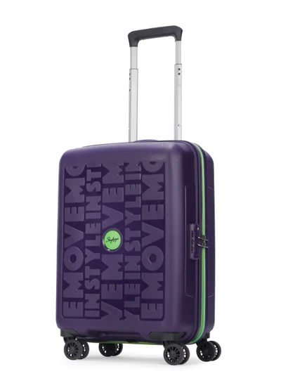 Skybags Play Cabin 20 Inch Polypropylene(PP), 4 Spinner Double Wheel Trolley Bags for Travel, Hard Case Lightweight Bag with TSA Lock, Tough Suitcase for Travel (Small), Purple