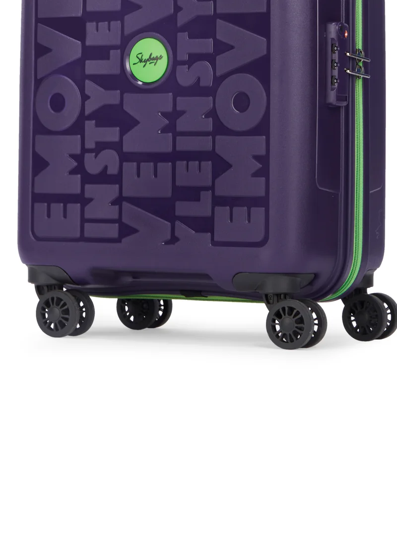 Skybags Play Cabin 20 Inch Polypropylene(PP), 4 Spinner Double Wheel Trolley Bags for Travel, Hard Case Lightweight Bag with TSA Lock, Tough Suitcase for Travel (Small), Purple