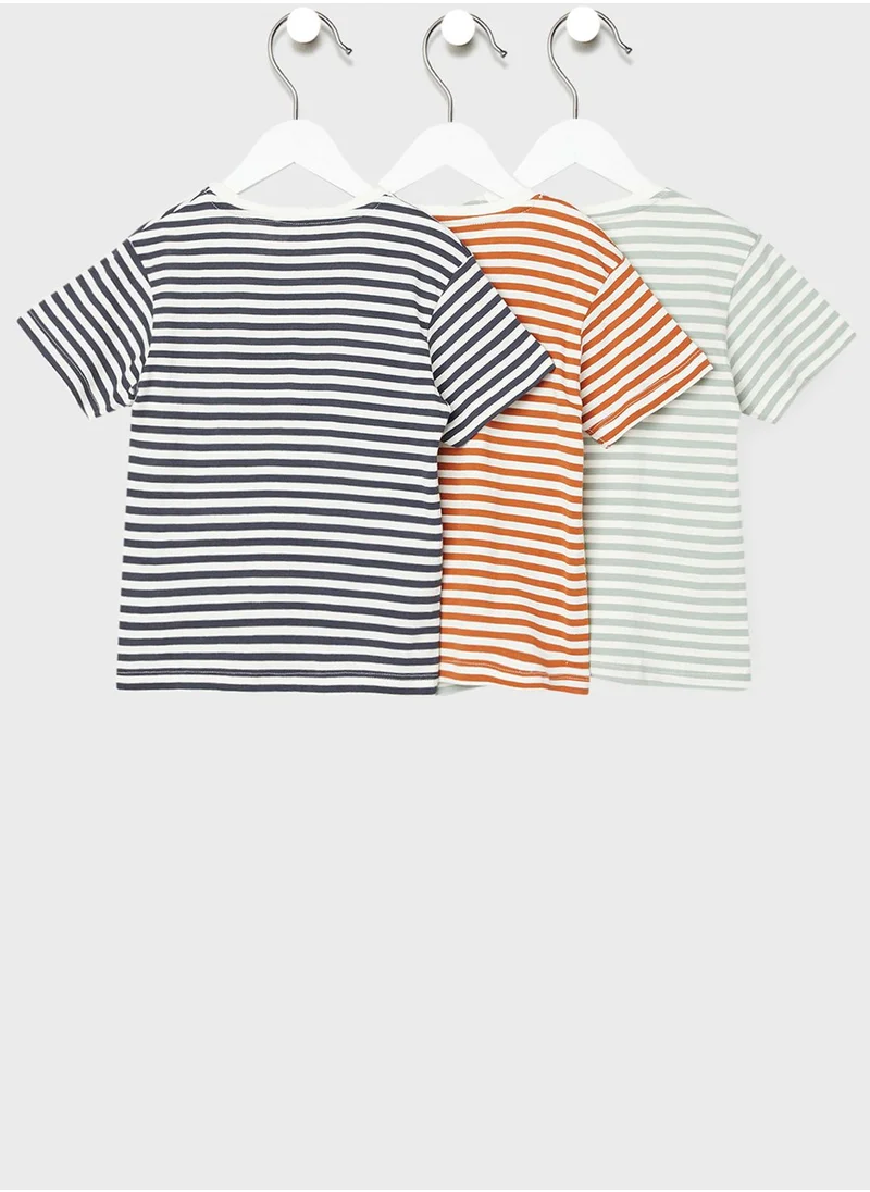 NAME IT Kids 3 Pack Striped T-Shirt