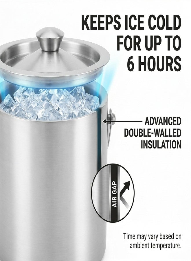 finality Premium Stainless Steel Ice Bucket with Tongs and Jigger – 1 Litre Double Walled Insulated Ice Box for Bar, Home & Parties (Silver Matte IB + Tong + Jigger) - Image 3