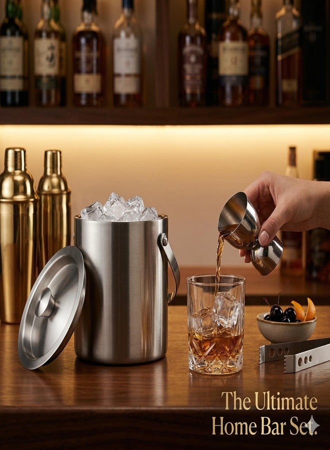 finality Premium Stainless Steel Ice Bucket with Tongs and Jigger – 1 Litre Double Walled Insulated Ice Box for Bar, Home & Parties (Silver Matte IB + Tong + Jigger) - Image 5
