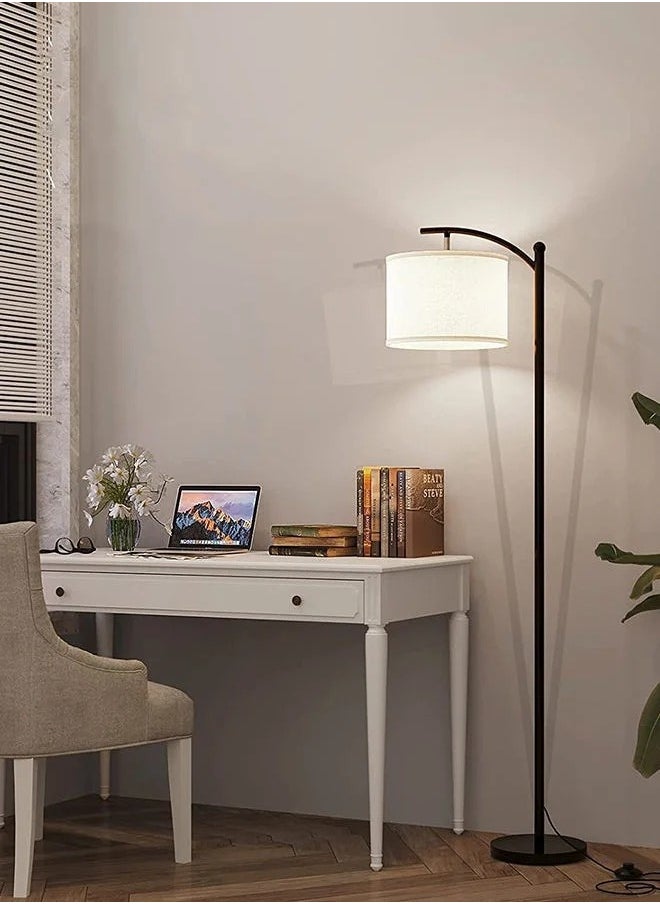 DIDA Modern Retro Warm LED Floor Lamp 3 Colors Adjustable Standing Lamp With Hanging Linen Light For Living Room Bedroom Office Soft Light Black 158 cm  - Image 5
